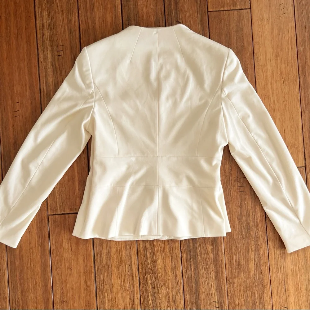 Calvin Klein Cream Blazer 10 Belted Career Office Chic Business Quiet Luxury - Picture 9 of 10